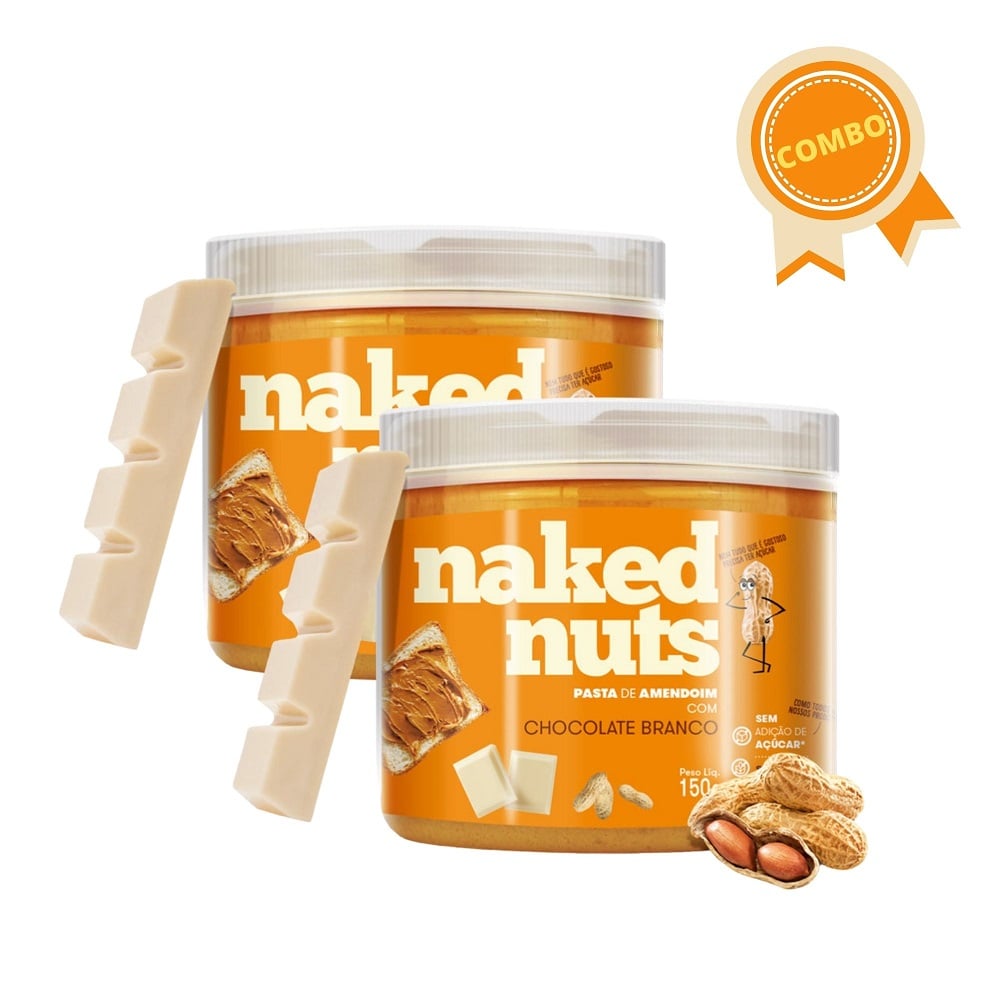 Combo Pasta De Amendoim Com Chocolate Branco  Naked Nuts 150g - Ganhe Brinde