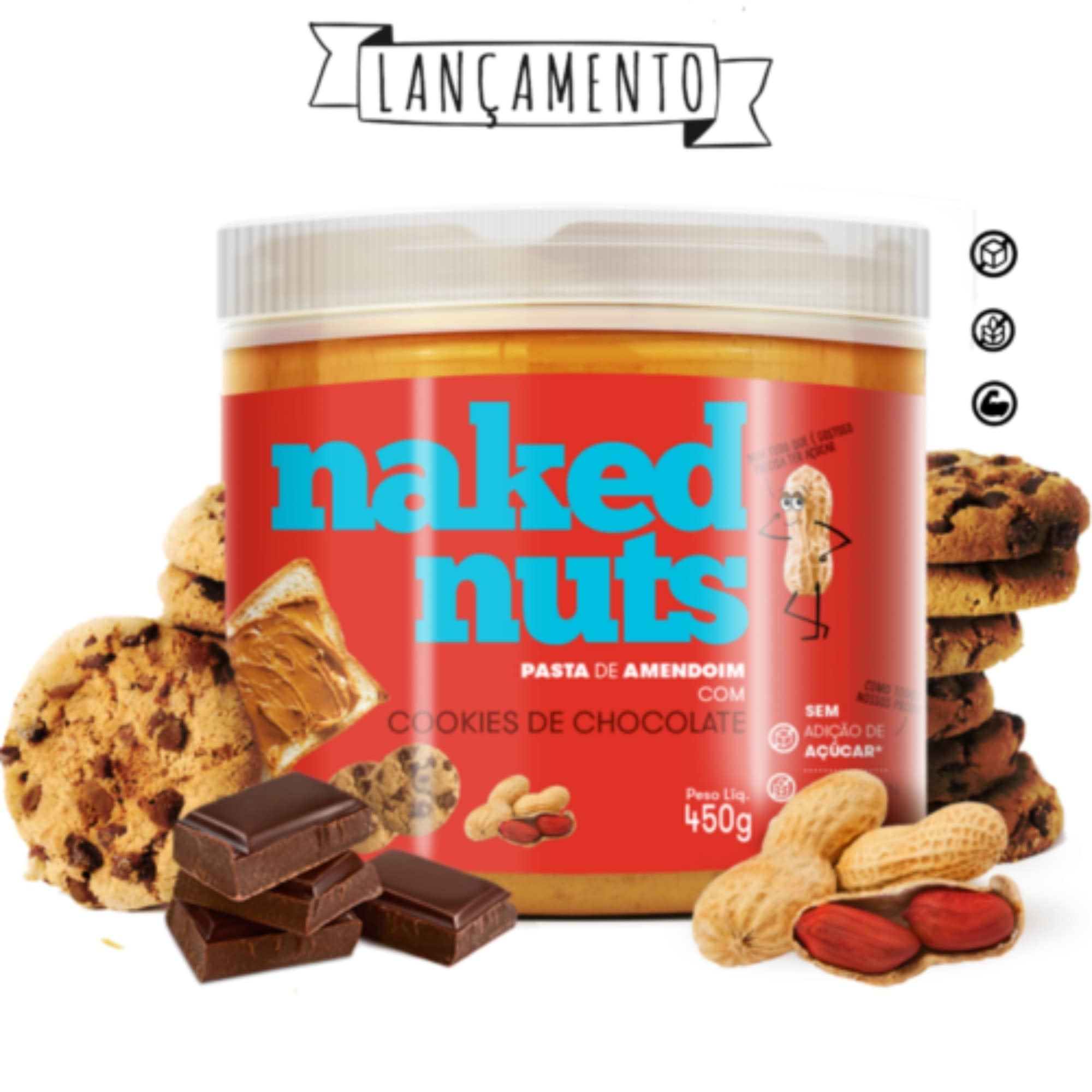 Pasta de Amendoim com Cookies de Chocolate Naked Nuts 450g - Ganhe Brinde