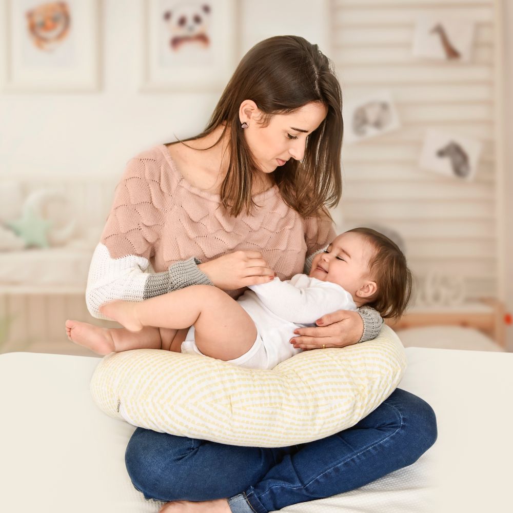 Almofada de Amamentação e Apoio Azul para o Bebê 4 em 1 Papi