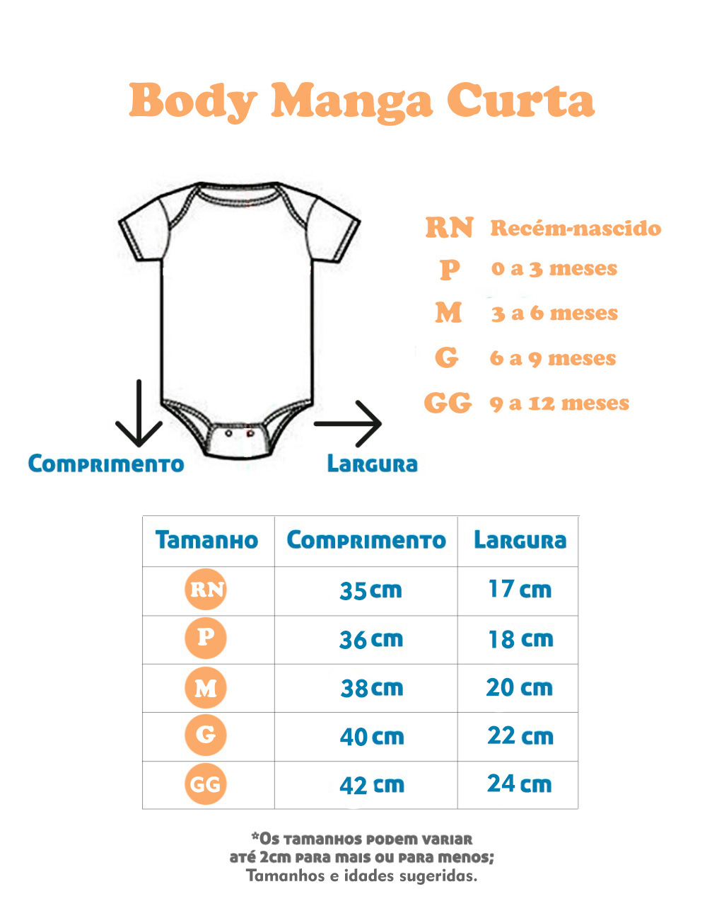 Body Manga Curta Soninho Azul (RN/P/M/G/GG)