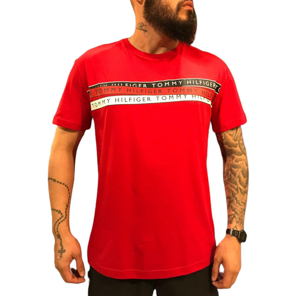 Camiseta Tommy Hilfiger Ab Corp Chest Taping Tee Vermelho THMW0MW27133