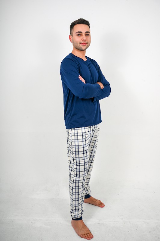 Pijama Azul Marinho com Xadrez
