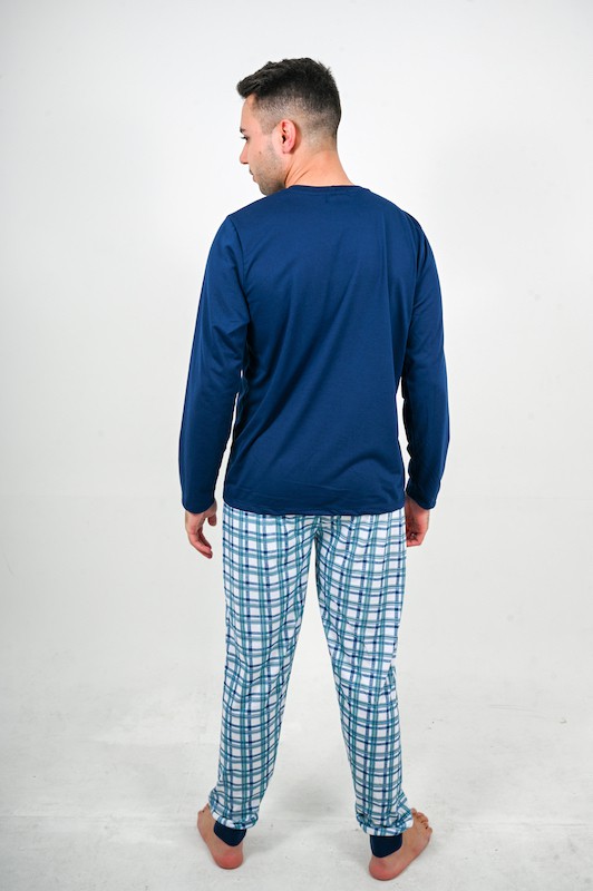 Pijama Azul Marinho com Xadrez Azul