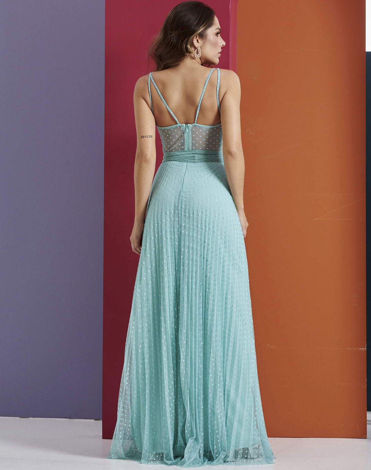 Vestido Tiffany em Tule Texturizado com Corpete