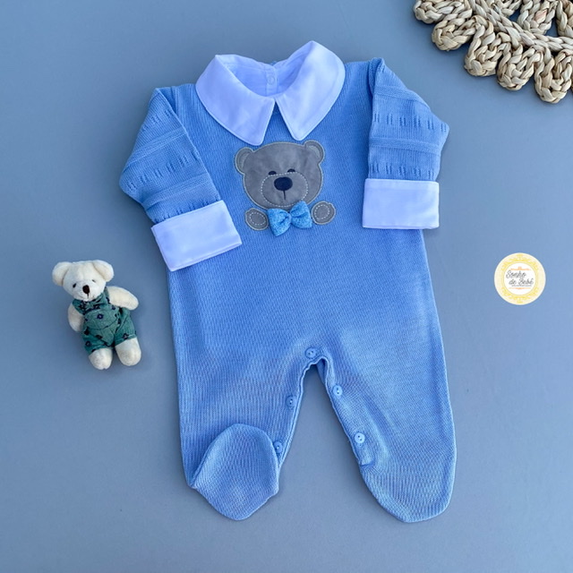 Macacão Ursinho Azul Bebê P