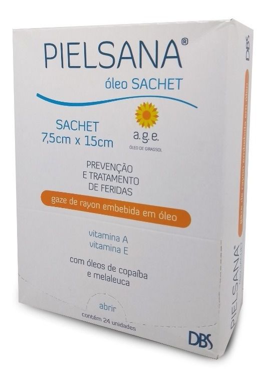 Curativo Pielsana® GAZE DE RAYON - ÓLEO SACHET - 7,5 x 15cm (Caixa com 24 unidades)