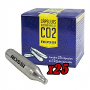 Cilindro de CO2 12g Airsoft Paintball (Caixa com 25 Cápsulas) - Rossi