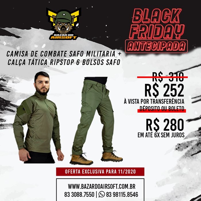 Camisa de Combate + Calça Tática - SAFO - Verde Oliva