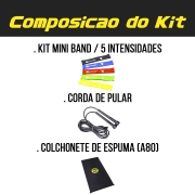 Kit Colchonete de Espuma + Corda de Pular + Mini Bands 5
