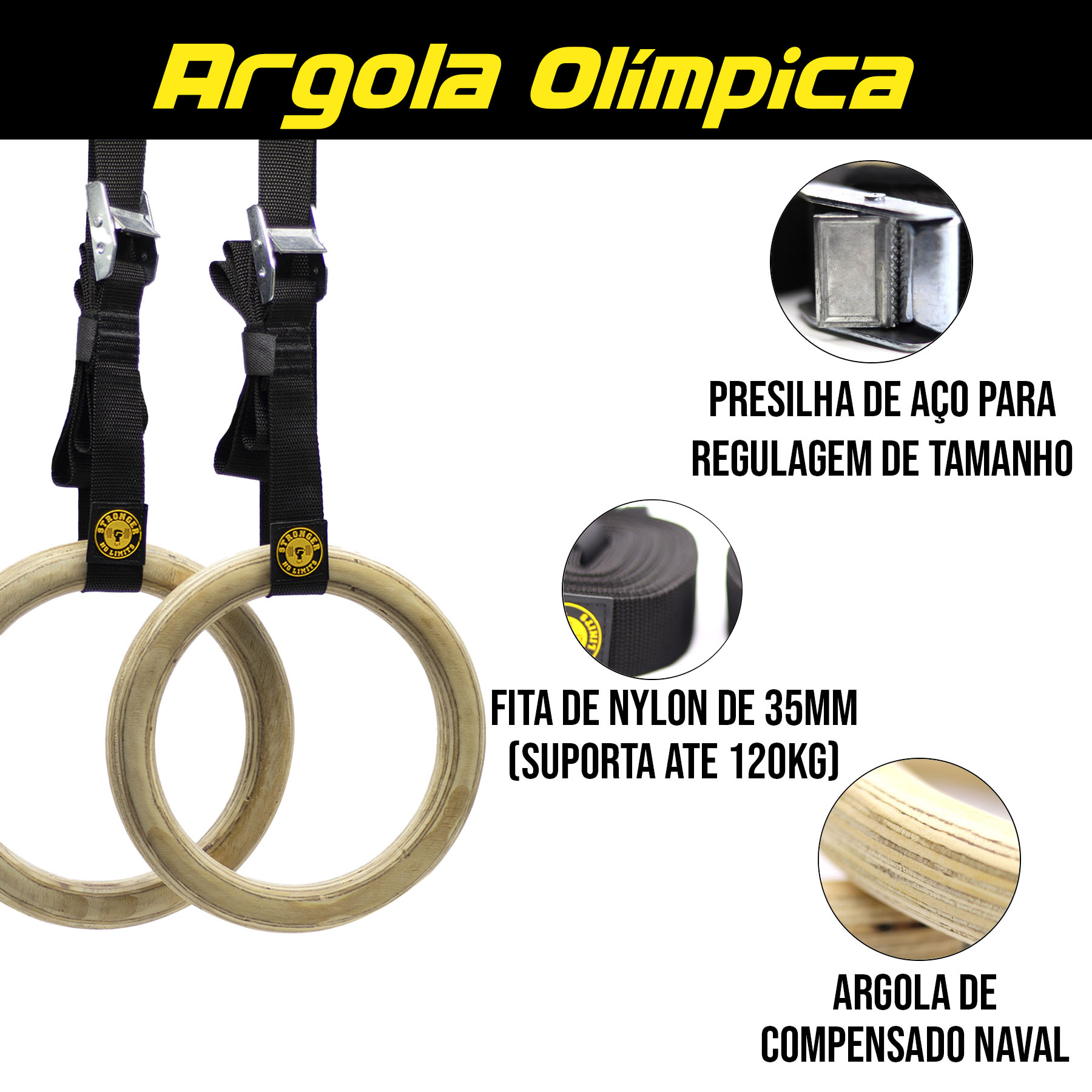 Argola de Madeira - Olímpica - Com as Fitas de 7m