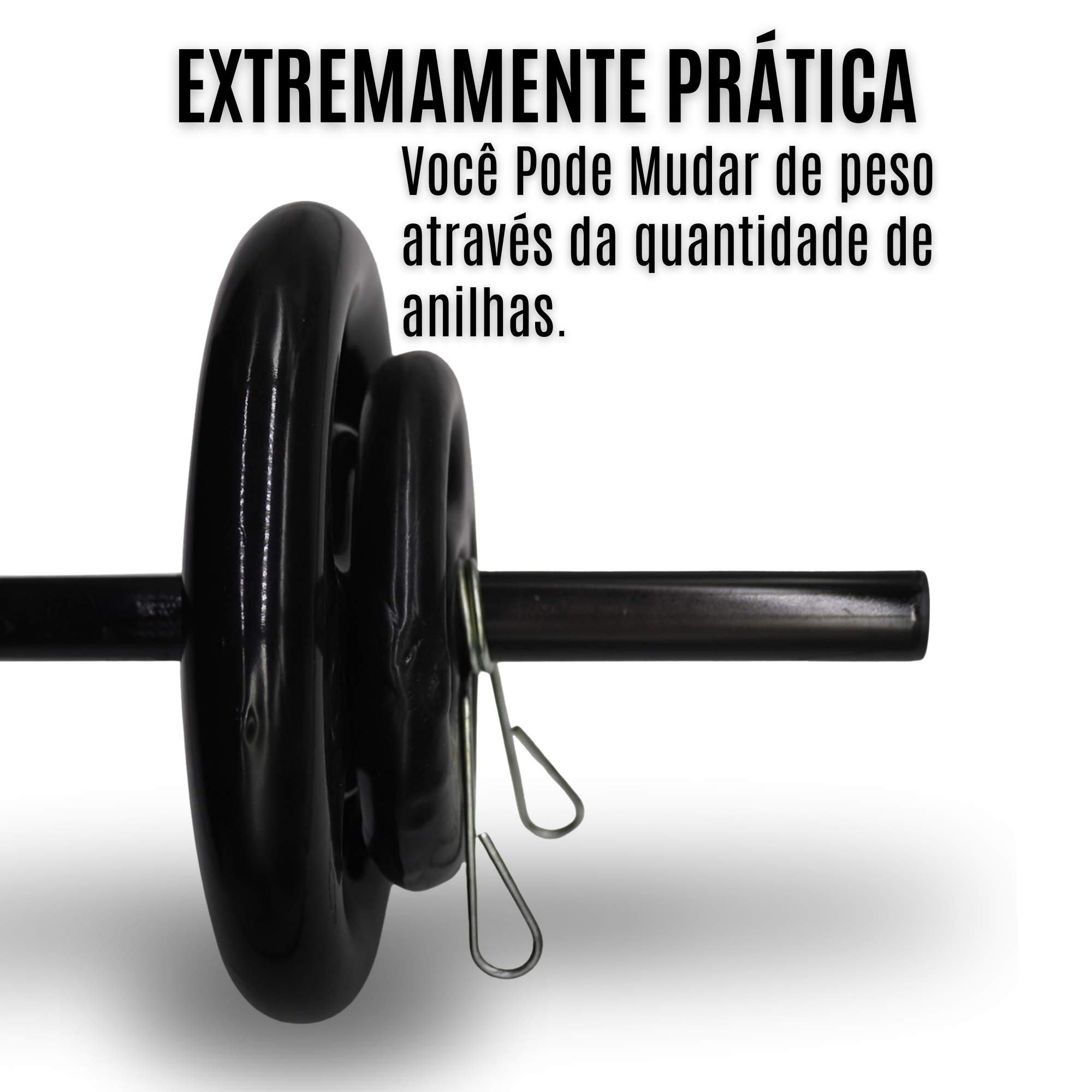 Barra Pump 120cm + Presilha + Par de Anilha Emborrachada 3 + 5 Kg - Foto 4