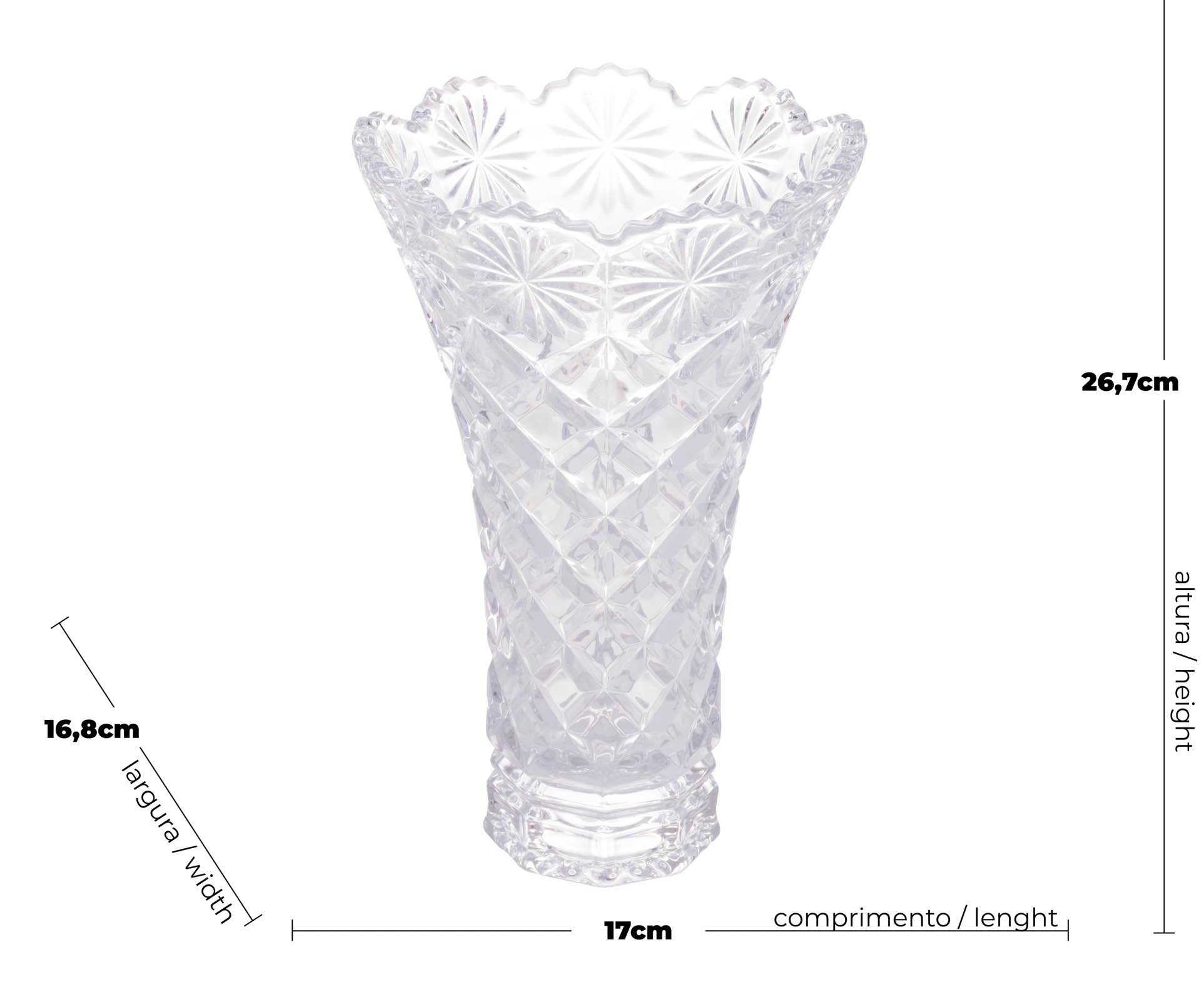 Vaso de Cristal Diamond Star 15 x 25 cm