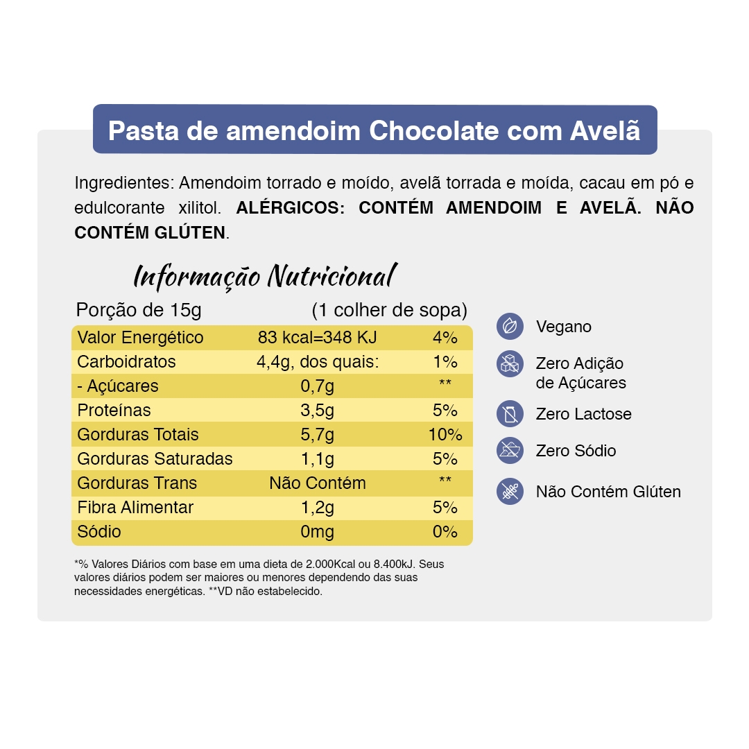 Pasta de Amendoim Chocolate e Avelã 180g