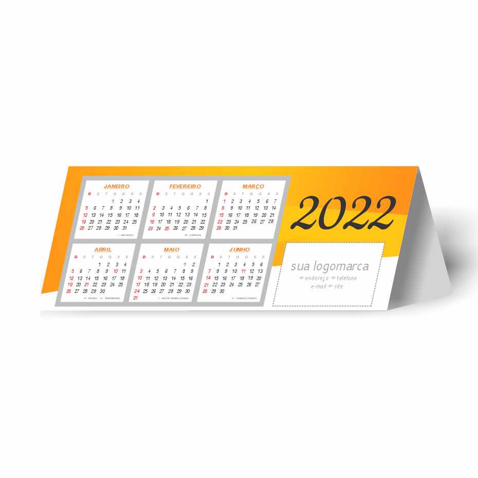 Calendário de mesa laranja, personalizado. Pcte. c/ 50un