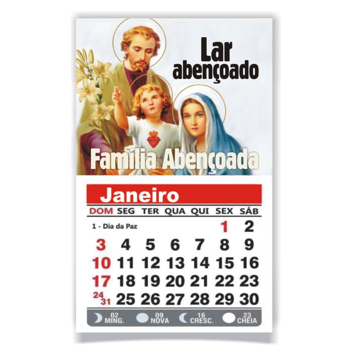  Ímã de geladeira com calendário Sagrada Família. c/ 30un