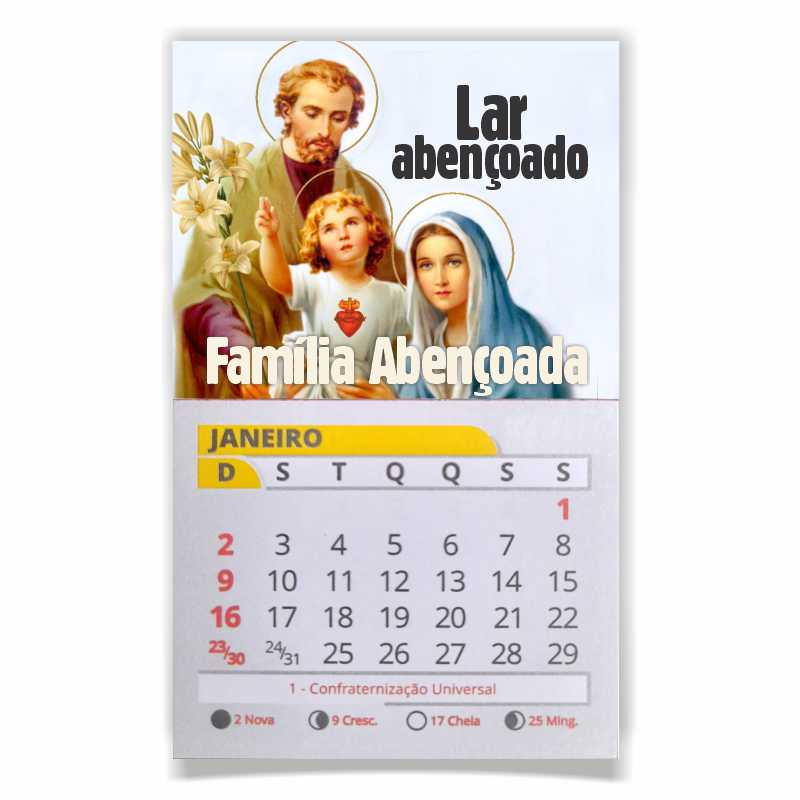 Ímã de geladeira com calendário Sagrada Família. c/ 30un