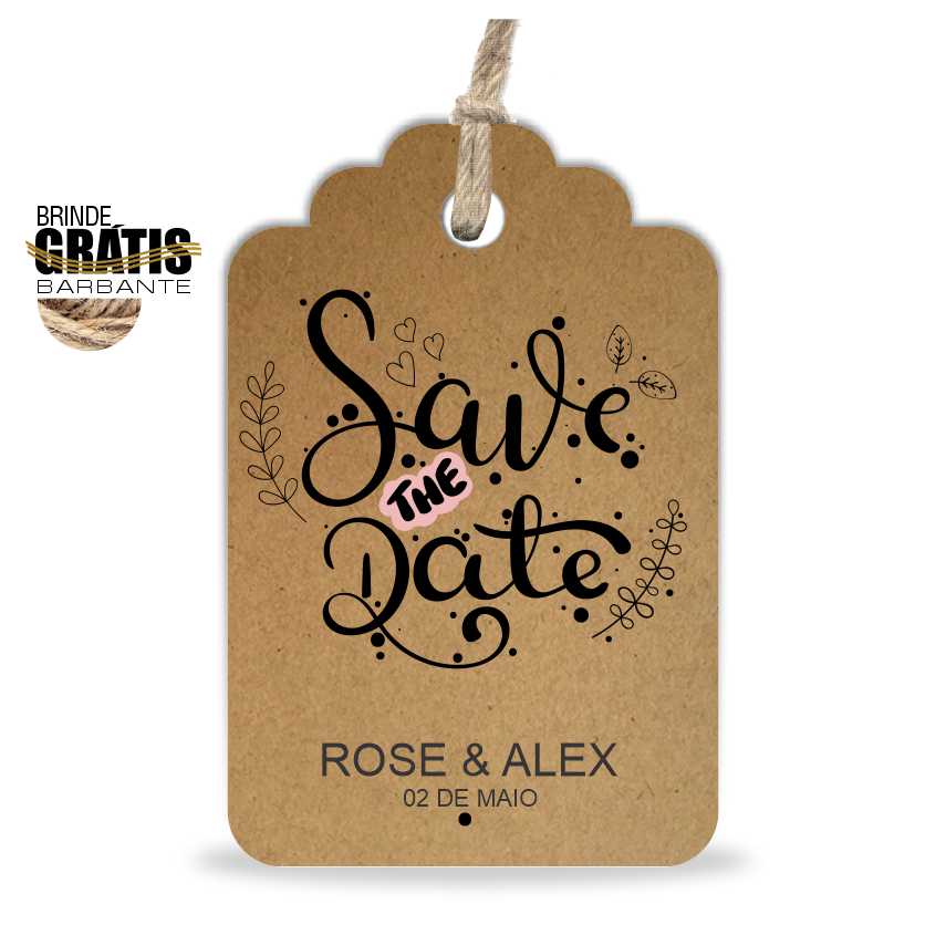 Tag casamento personalizada save the date. Pacte c/ 50un