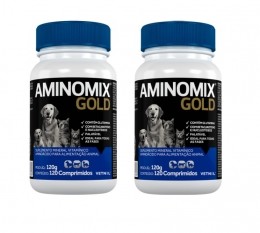 Kit 2 Aminomix Gold 120g Vetnil Suplemento 120 Comprimidos