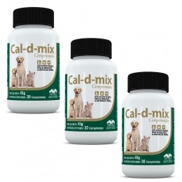 Kit 3 Cal-d-mix Vetnil Cães E Gatos - 30 Comprimidos