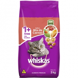 Ração Whiskas Mix de Carnes para Gatos Adultos - 3 Kg