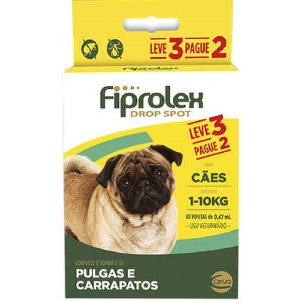 Combo Fiprolex Antipulgas Cães 1 A 10kg - Ceva