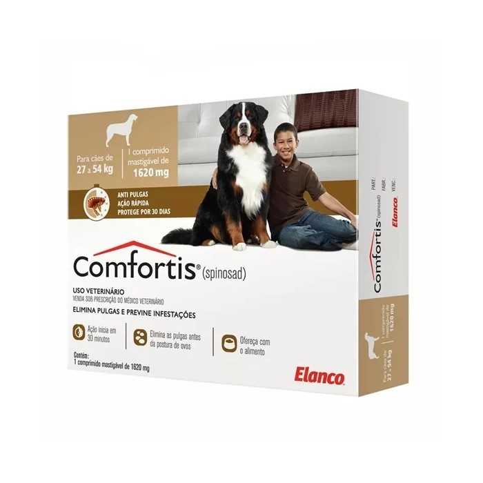 Comfortis Antipulgas Cães 27 a 54kg 1620mg 1Comp Elanco 
