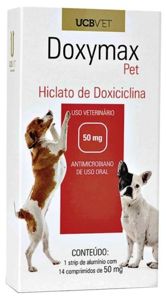 Doxymax Hiclato de Doxiciclina 50mg 14 Comp Para Cães