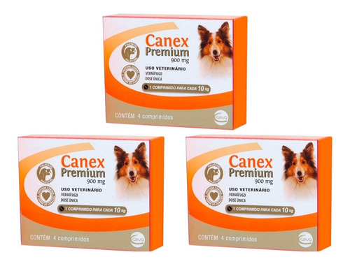 Kit 3 Canex Premium 900mg 4 Comprimidos Cães 10 Kg