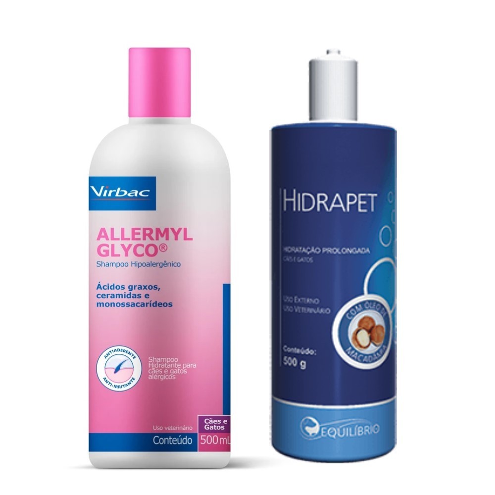 Kit Shampoo Allermyl Glyco 500ml + Hidrapet Creme 500g