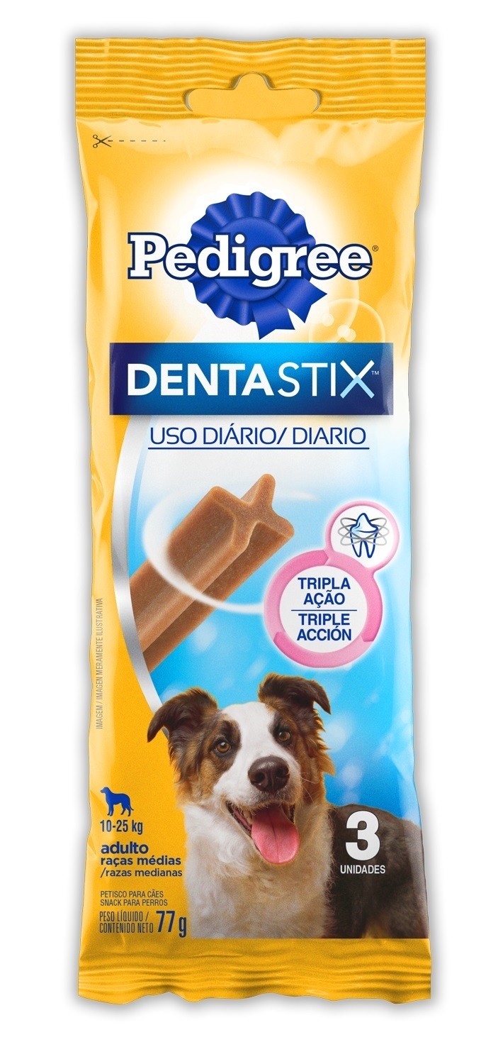 Petisco Pedigree Dentastix Cuidado Oral Cães Adultos Raças Médias - 3 Unidades