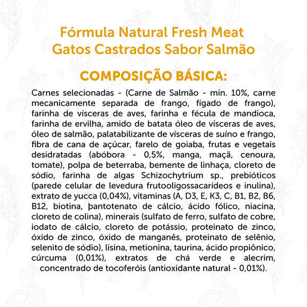 Ração Formula Natural Fresh Meat Salmão para Gatos Castrados - 1 Kg