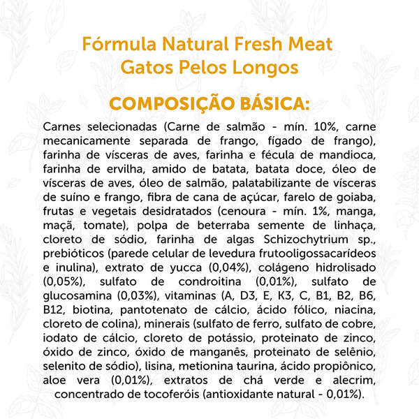 Ração Formula Natural Fresh Meat Salmão para Gatos Pelos Longos - 1 Kg