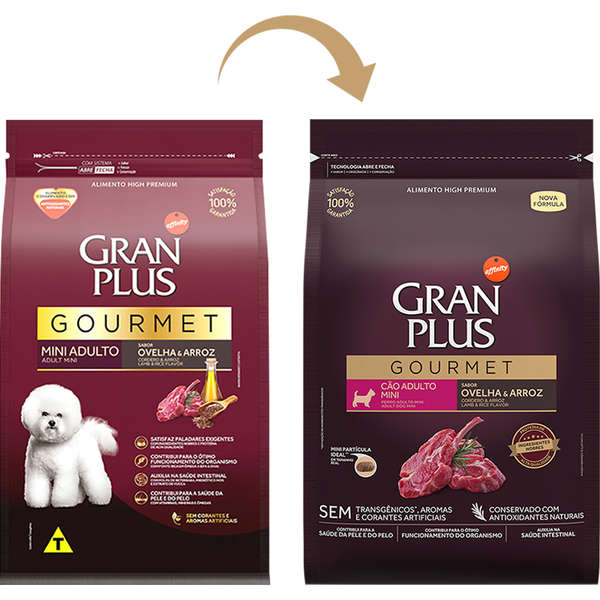 Ração GranPlus Gourmet Ovelha e Arroz para Cães Adultos Mini - 1 Kg