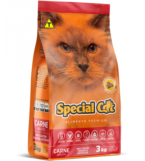Ração Special Cat Premium Carne para Gatos Adultos - 3 Kg