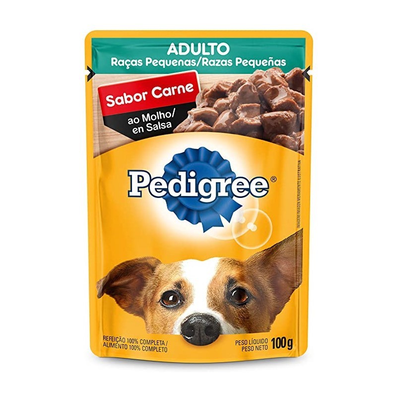 Sache Pedigree Adulto Raças Pequenas Carne 100g Cães Kit 20 Und.