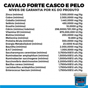 1KG SUPLEMENTO CAVALO FORTE CASCO E PELO EQUINOS