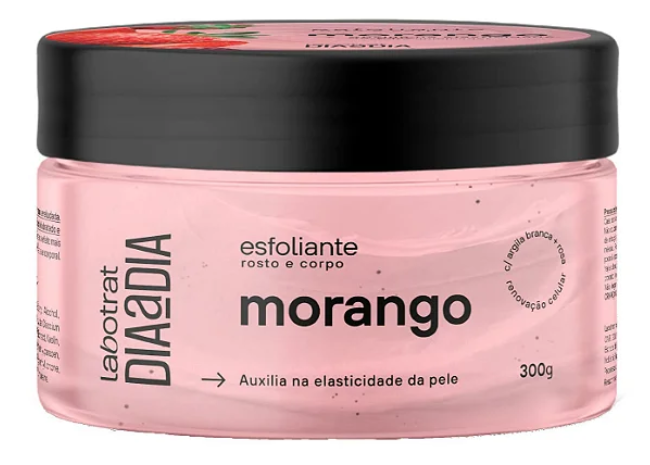 LABOTRAT Morango Creme Esfoliante para o Rosto e Corpo com Argila Rosa + Branca 300g