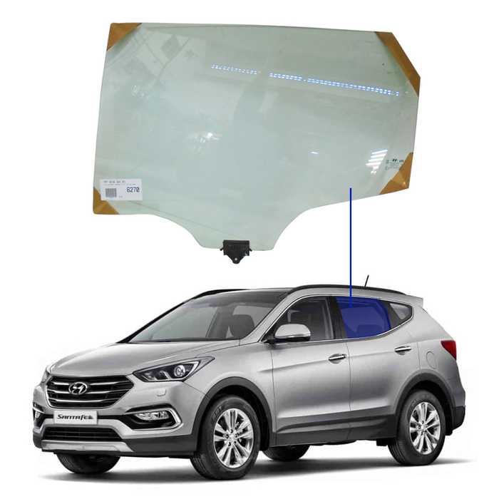 Vidro Porta Traseira Esquerda Hyundai SantaFé 2013 a 2019 Importadora