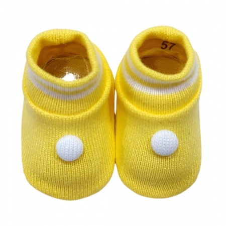Sapatinho Tricô De Bebê Fio De Amor - Amarelo Listrado