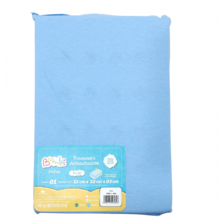 Travesseiro Antissufocante Malha Liso 32cm x 22cm Azul - Bambi