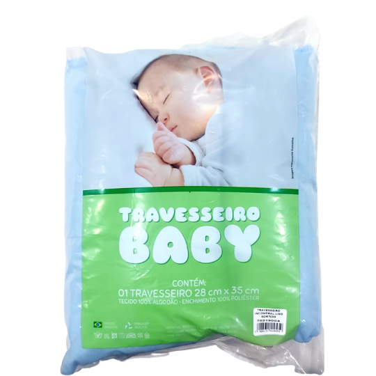 Travesseiro Baby Liso 28cm x 40cm Azul - Incomfral