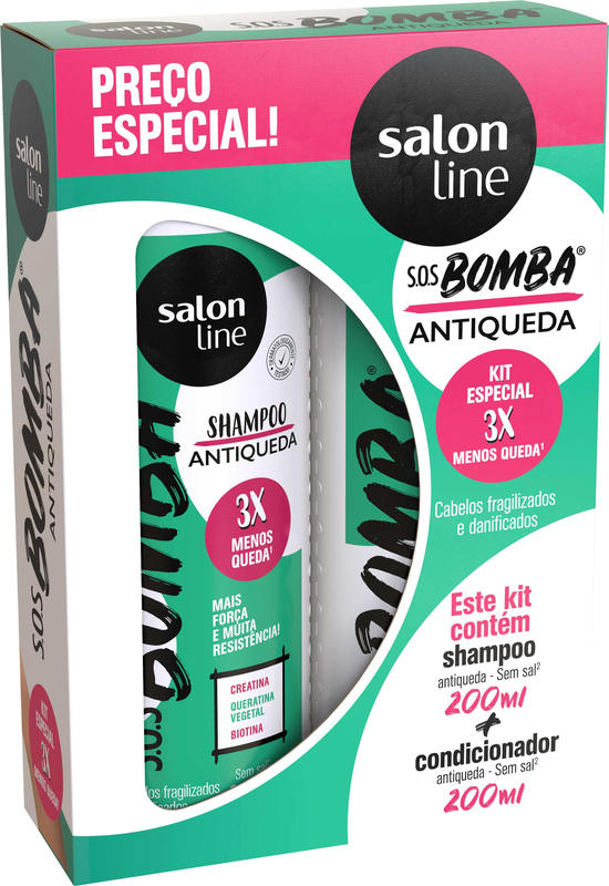 SHAMPOO + CONDICIONADOR S.O.S BOMBA ANTIQUEDA 200ML - SALON LINE