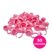 Anéis Batoque Descartáveis Rosa - 50 UN