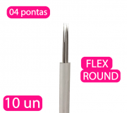 Kit 10 unidades - Lâmina tebori FLEX round descartável para microblanding - 04 pontas haste branca