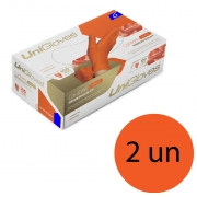 Kit 2 caixas de luva de látex natural conforto orange descartável sem pó unigloves - 100un TAM G (Grande)