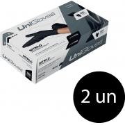 Kit 2 caixas de luva de nitrilo black premium descartável sem pó unigloves - 100un TAM P (Pequeno)