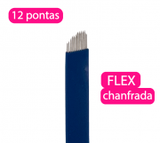 Lâmina tebori FLEX chanfrada descartável para microblanding - 12 pontas haste azul