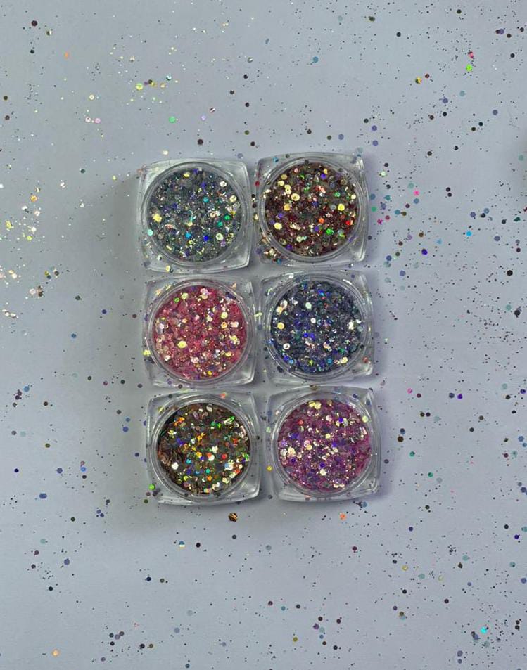 Glitter Fan Nails #G17 com 6 cores