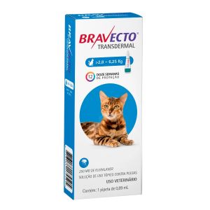 Antipulgas e Carrapatos Bravecto Transdermal 250mg para Gatos de 2,8 a 6,25kg - MSD Saúde Animal