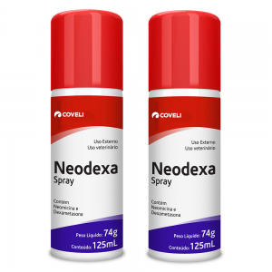 Kit 2 Unidades Antibiótico Neodexa Spray 74g (125ml) - Coveli